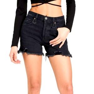 Free People Makai Cutoff Jean Shorts, Washed Black, 26